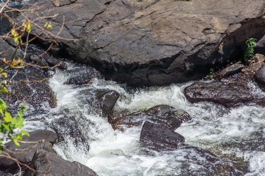 telephoto view of water flowing in Little River Canyon National Preserve, Alabama, USA