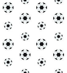 Vector seamless pattern of flat cartoon football ball isolated on white background