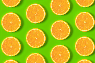 colorful pattern of orange slices on a colorful background top view