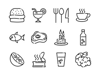 Foods and Drinks line Black icons style 2 vol 4