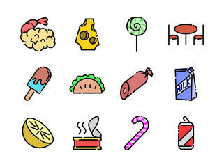 Foods and Drinks line Colored icons style 2 vol 4