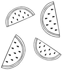 Vector seamless pattern of hand drawn doodle sketch watermelon slice isolated on white background