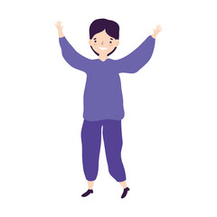 happy young man hands up celebration isolated design icon