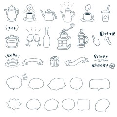 Hand-drawn illustration set of simple and easy-to-use drinks