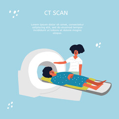 Hand drawn illustration of computed tomography scan. Banner or website template