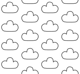 Vector seamless pattern of hand drawn doodle sketch cloud isolated on white background