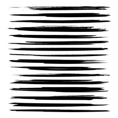 Long abstract thin black smears isolated on white background