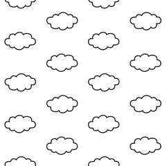 Vector seamless pattern of hand drawn doodle sketch cloud isolated on white background