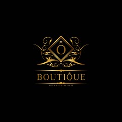 Vintage monograms O letter. Golden heraldic letter logos