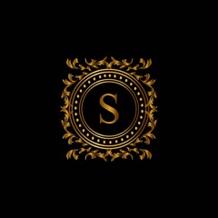 Vintage monograms S letter. Golden heraldic letter logos