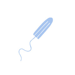 Vector hand drawn doodle sketch blue menstrual tampon isolated on white background