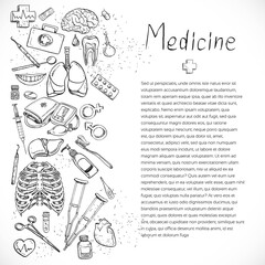 Medical doodle background design layout for poster flyer cover brochure