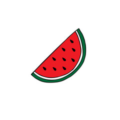 Vector hand drawn doodle sketch colored watermelon slice isolated on white background