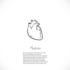 Medical doodle background with heart for banner or flyer