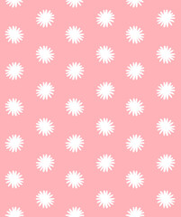 Vector seamless pattern of white hand drawn doodle sketch chamomile flower silhouette isolated on pink background