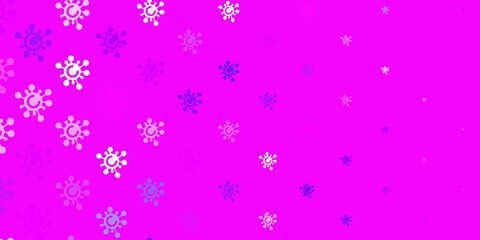 Light Purple, Pink vector backdrop with virus symbols.
