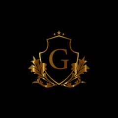 Fototapeta premium Vintage monograms G letter. Golden heraldic letter logos