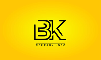 Unique, Modern, Elegant and Geometric Style Typography Alphabet BK letters logo Icon - obrazy, fototapety, plakaty