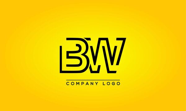 Unique, Modern, Elegant and Geometric Style Typography Alphabet BW letters logo Icon