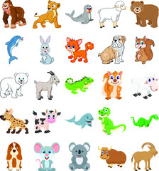 Obraz na płótnie Canvas Cute Animals Colored Vector Icons 2