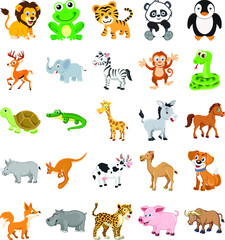 Obraz premium Cute Animals Colored Vector Icons 1