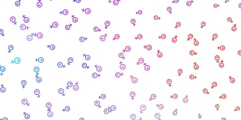 Light Blue, Yellow vector pattern with feminism elements.