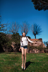 young woman running in the park