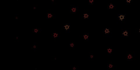 Fototapeta na wymiar Dark orange vector backdrop with virus symbols.