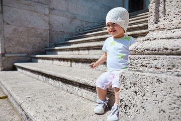 little girl on the stairs