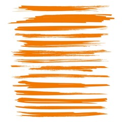 Obraz premium Orange textured long dry paint strokes set isolated on white backckground 1