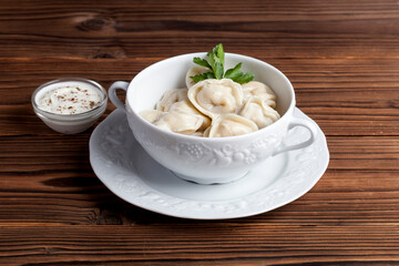 dumplings on a wooden background