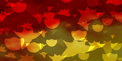 Light Orange vector texture with circles, stars. Abstract design in gradient style with bubbles, stars. Texture for window blinds, curtains.