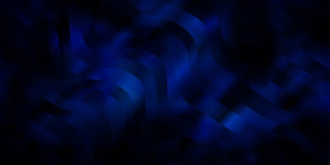 Dark BLUE vector texture with wry lines. Illustration in halftone style with gradient curves. Pattern for commercials, ads.
