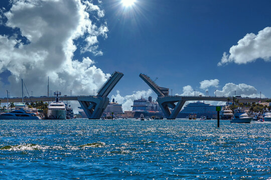 Open drawbrdige on the Intecoastal waterway in Fort Lauderdale