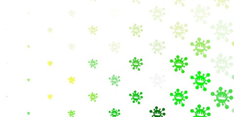 Light green, yellow vector pattern with coronavirus elements.