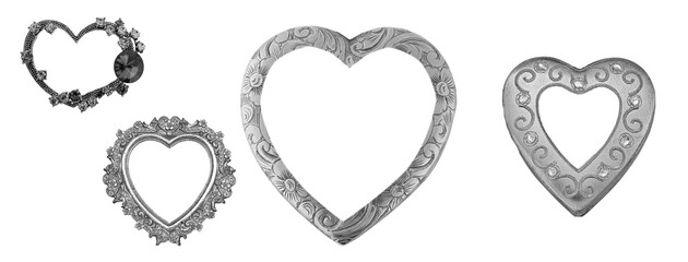 isolated heart picture frame set