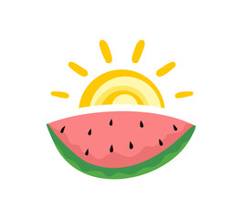 Creative design of watermelon and sun illustration