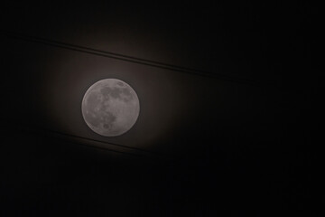 June full moon surrounded by a halo