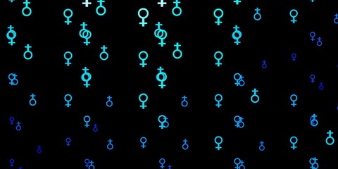 Light BLUE vector template with businesswoman signs.