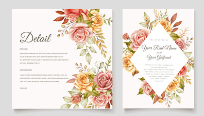watercolor autumn wedding invitation card