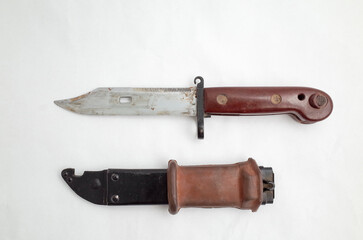 macro photo of russian military knife