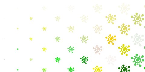Light Green, Yellow vector pattern with coronavirus elements.