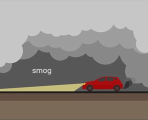 smog, air pollution, vector illustration, flat icon isolated on a dark background for your design