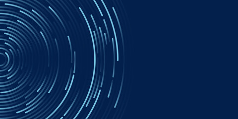 Blue background with UI HUD screen tech system innovation concept template. Vector illustration design. Abstract geometric vector background with texture from concentric circles