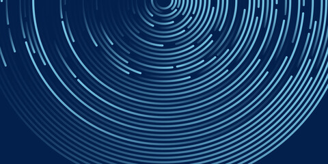 Blue background with UI HUD screen tech system innovation concept template. Vector illustration design. Abstract geometric vector background with texture from concentric circles
