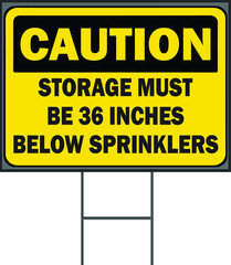 Caution shortage must be 36 inches below the sprinkler's yard sign design template. Vector Format white background.