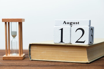 12th august - twelfth day month calendar concept on wooden blocks.