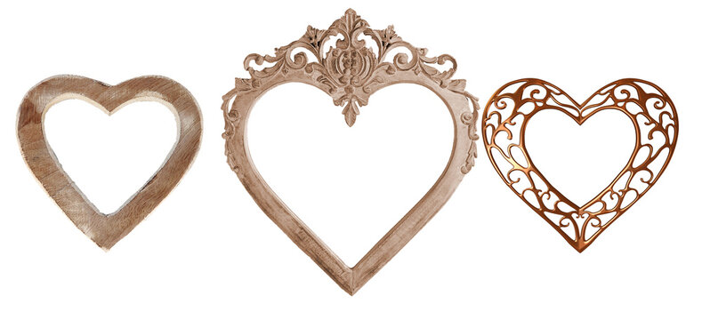 isolated heart picture frame set