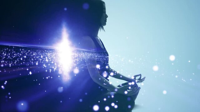 マインドフルネス　精神統一　瞑想をする女性