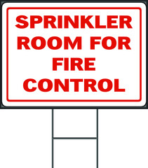 Sprinkler room for fire control yard sign design template. Vector Format white background.
